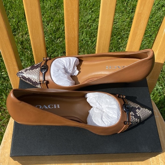 Coach Women’s Lauri Silky Nap/Lux Snake Saddle/Natural Heels Size 9M - Picture 3 of 8